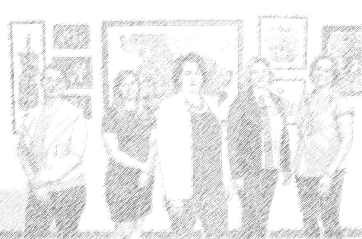Filtered photo of staff posing together