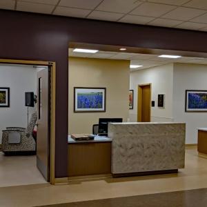 Hospital hallway with artwork