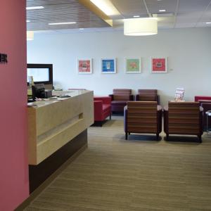 Waiting room with art