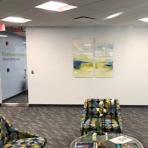 Seating area with art