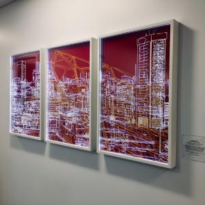 Large Triptych of an Abstract Cityscape 