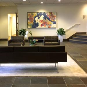 Vanguard lobby with art