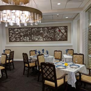 Dining area with art
