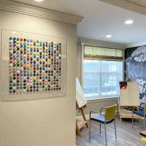 Capital Senior Housing, a mosaic wall art comprised of small circles in many colors